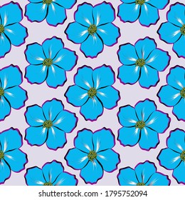 Seamless flower pattern. Flat botanical ornament with minimalistic elements in soft palette. Vector seamless flower pattern background.