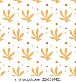 seamless flower pattern, flat botanical ornament with simple nature elements, vector repeating texture, background for textile, print and any your design