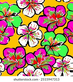 Padrão de flor sem costura. Ornamento botânico plano com elementos minimalistas em paleta macia. Flores silvestres desenhadas à mão, ilustração botânica colorida, elementos florais, han
