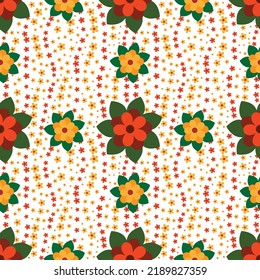 Patrón de flores sin soldadura, fondo de estampado floral sin soldadura, Patrón de flores con flores anaranjadas
