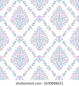 Padrão de flor sem costura, impressão de bloco floral, Damasco de flor, impressão de flor de Allover