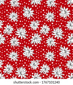 patrón de flor sin fisuras, impresión floral, fondo de punto de polka. 