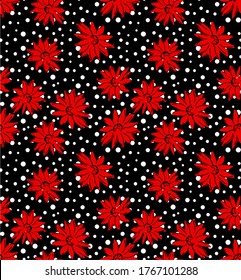 patrón de flor sin fisuras, impresión floral, fondo de punto de polka. 