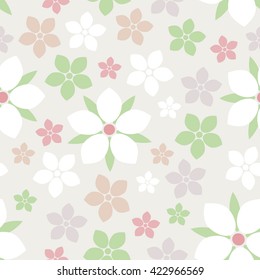 Seamless flower pattern. Fruit trees flowers background. Abstract spring garden. Vector illustration