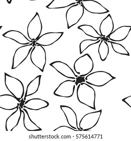 Seamless flower pattern. Fruit trees flowers background. Abstract spring garden. Vector illustration