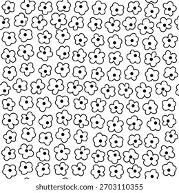 Padrão de flor sem costura. Flores estilizadas geométricas em estilo ingênuo groovy. Modelos de design desenhados à mão botânica floral. 60s e 70s estilo retro.