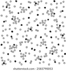 Seamless flower pattern in groovy naive style. Floral botanic hand drawn design templates. 60s and 70s Retro style.