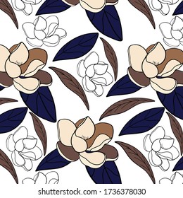 Seamless flower pattern. Hand draw flowers pattern in vector.