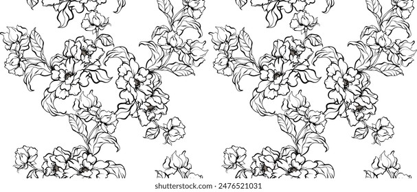 Seamless flower pattern. Hand draw floral pattern. Textile print pattern