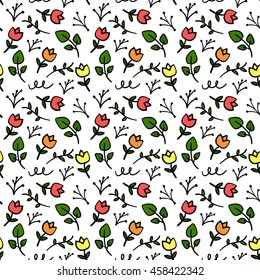Seamless Flower Pattern Hand Made Vector