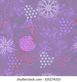 seamless flower pattern with hearts