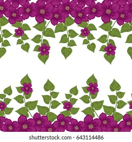 Seamless flower pattern. Lilac flowers on a white background.For textiles, fabrics, cotton fabric, covers, wallpapers, print, gift wrapping, postcard, wedding invitation cards