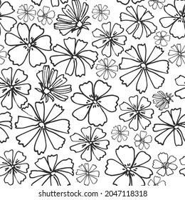 Funda de la línea del patrón de flores sin foco para cuaderno lindo campo de prado salvaje naturaleza negro y blanco
ilustración suecia belleza impresión textil mano negra dibujado 
Patrón de niñas de la flora de la silueta de tinta
