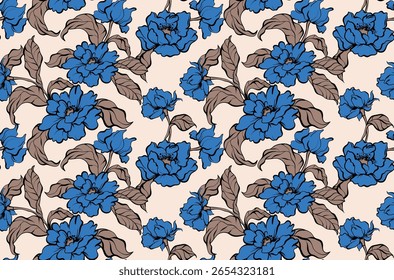 Patrón de flores sin fisuras. Patrón floral de línea. Patrón de impresión textil