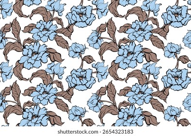 Patrón de flores sin fisuras. Patrón floral de línea. Patrón de impresión textil