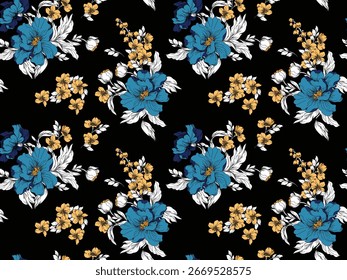 Seamless flower pattern. Line floral pattern.