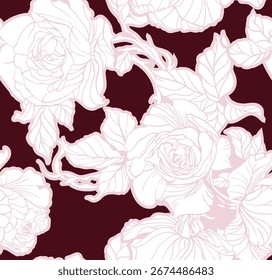 Seamless flower pattern. Line floral pattern.