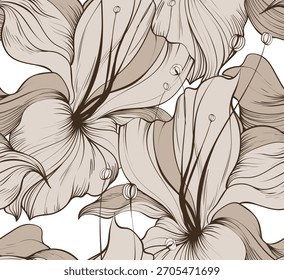 Patrón de flores sin fisuras. Patrón floral de línea.