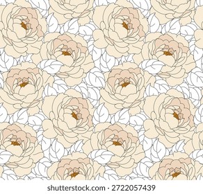 Seamless flower pattern. Line floral pattern. Textile print pattern