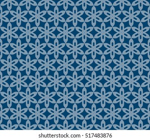 seamless flower pattern. modern geometry. abstract vector illustration. silver on blue. for design invitation, background, wallpaper