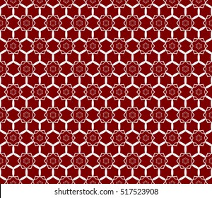 seamless flower pattern. modern geometry. abstract vector illustration. silver on red. for design invitation, background, wallpaper