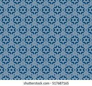 seamless flower pattern. modern geometry. abstract vector illustration. silver on blue. for design invitation, background, wallpaper