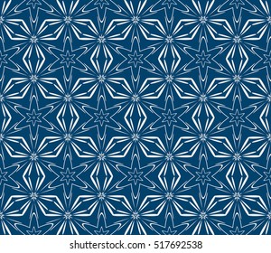 seamless flower pattern. modern geometry. abstract vector illustration. silver on blue. for design invitation, background, wallpaper