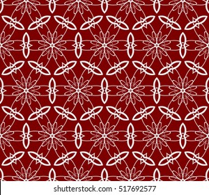 seamless flower pattern. modern geometry. abstract vector illustration. silver on red. for design invitation, background, wallpaper