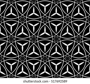 seamless flower pattern. modern geometry. Arabesque. abstract vector illustration. silver on black. for design invitation, background, wallpaper