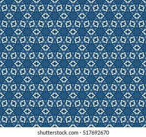 seamless flower pattern. modern geometry. abstract vector illustration. silver on blue. for design invitation, background, wallpaper