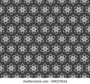 seamless flower pattern. modern geometry. abstract vector illustration. silver on grey. for design invitation, background, wallpaper