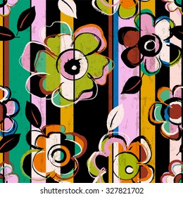 seamless flower pattern, multicolored,seamless background, fictional vector illustration