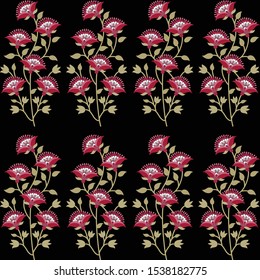 seamless flower pattern on black background