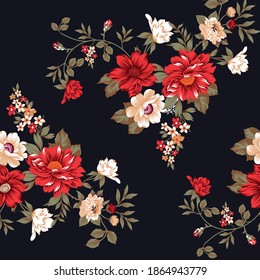 seamless flower pattern on black