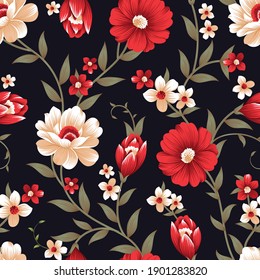 seamless flower pattern on black