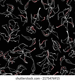 seamless flower pattern on black background