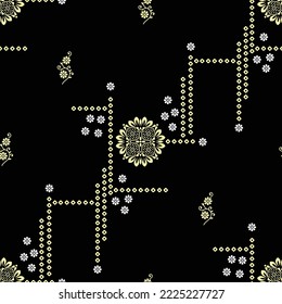 seamless flower pattern on black background