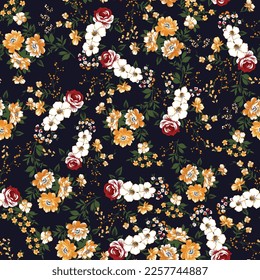 seamless flower pattern on black background