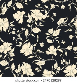 seamless flower pattern on black background