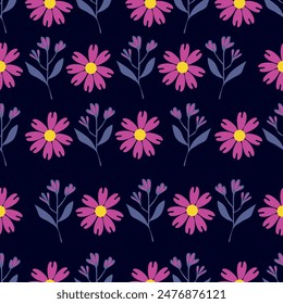 seamless flower pattern on black background