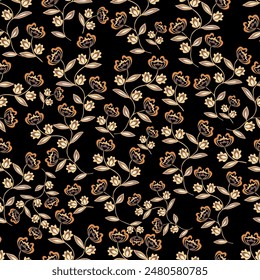 seamless flower pattern on black background