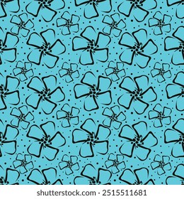 seamless flower pattern on blue background