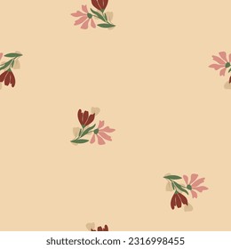 Seamless flower pattern on bright background. Beautiful bouquet. Vector botanical composition.