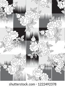 seamless flower pattern on checks