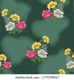 seamless flower pattern on green
