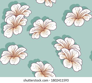 seamless flower pattern on green background