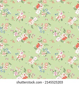 seamless flower pattern on green background