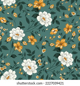 seamless flower pattern on green background