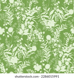 seamless flower pattern on green background