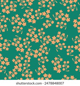 seamless flower pattern on green background